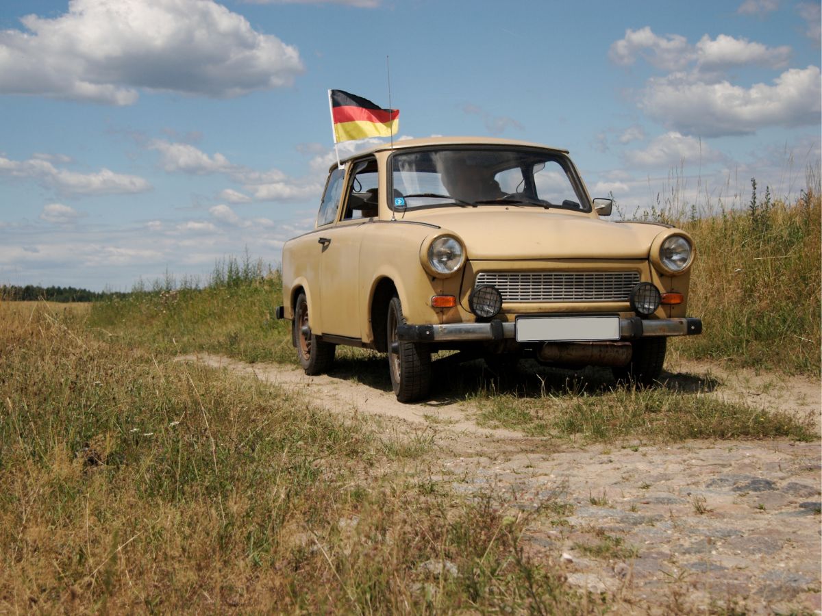 Old Trabi with a German Flag